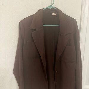 Brown Classic Tailored Blazer. One Button Front. Workwear Essential